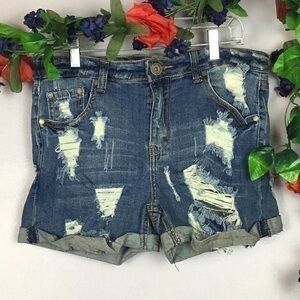 NWT GOGO JEANS USA Super Distressed Jean Shorts Size 11
